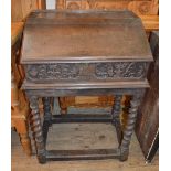 An Oak writing box on stand