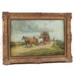 George Wright (1860-1942), signed oil on canvas under glass, "London to Portsmouth Coach",