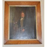 Unsigned oil on canvas portrait of a Gentleman plantsman, with a Primula Auricula in a pot,