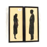 Baron Scotford pair of silhouettes of a standing lady and gent, dated 1932,