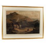 James Bourne (1773-1854), attributed, unsigned Welsh mountain landscape,