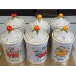 Six Franklin Mint storage jars plus Australian butterfly and game bird plates