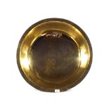 A large late 18th Century deep Brass dairy bowl with punch decorated rim,