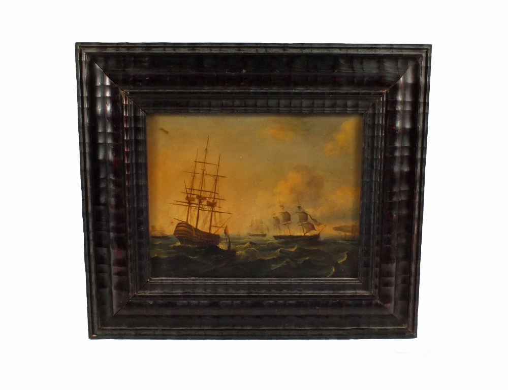 Unsigned naval seascape on panel,