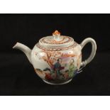 An 18th Century Chinese polychrome teapot with figure decoration