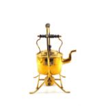 A 19th Century Brass spirit kettle with stand and burner,