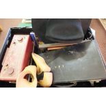 A cased Masonic apron, Hacker radio and an American Stetson hat,