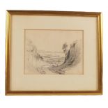 John Berney Crome (1794-1842), attributed, pencil drawing of a coastal path,