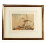 Unsigned, Norwich School, watercolour of a small windmill, Beccles Gallery stamp verso,