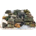 Various unboxed military tanks, guns and vehicles, Dinky, Solido,