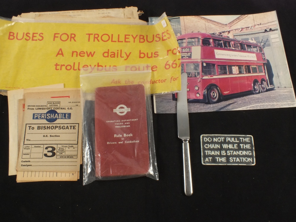 Various items on transport interest including LNER fish train labels,