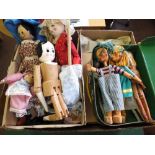 Two boxed Norfolk wooden dolls and various others