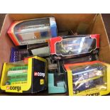 Various boxed buses including Corgi original,