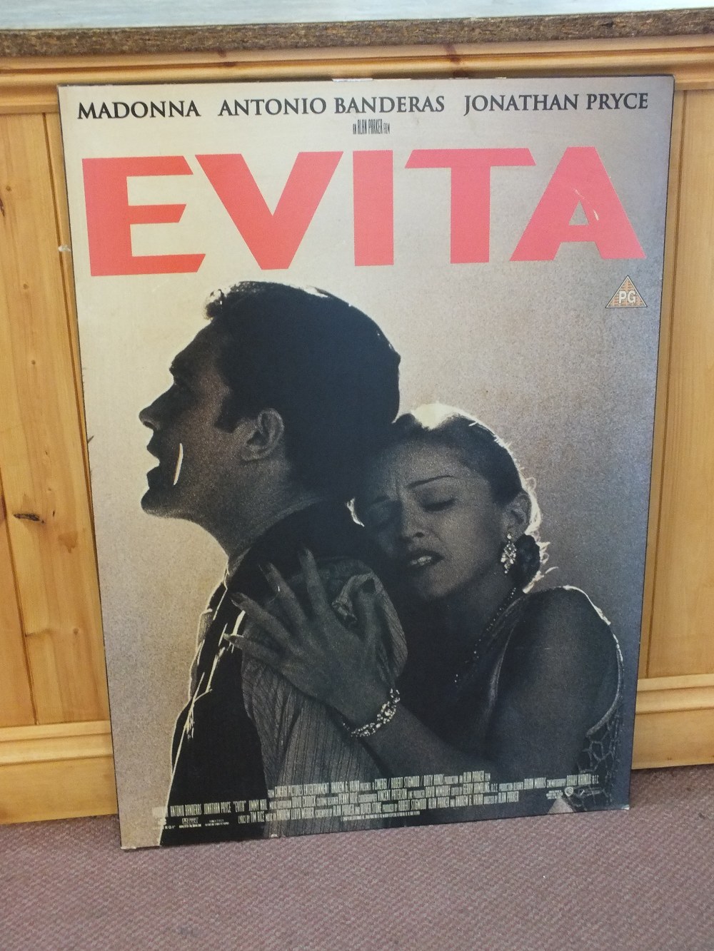 A film poster "Evita" mounted on board