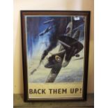 A framed poster of Hurricanes titled Back Them Up,