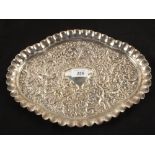 An oval embossed Silver tray,