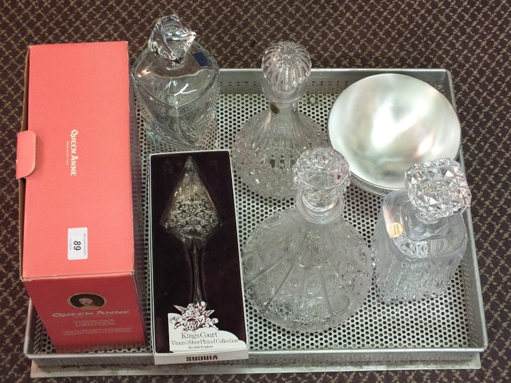 Four decanters and various Silver plated wares