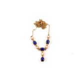 A 9ct Gold Lapis and Pearl set necklace