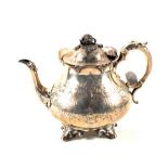 A Victorian Silver teapot with fruit finial (as found),