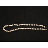 A cultured Pearl necklace with 9ct Gold clasp