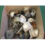 A box of various Silver plated items