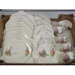 Two boxes of Hughes Longport floral china dinner/tea set