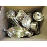 Silver plated coffee and teapots, tankards, cruets,
