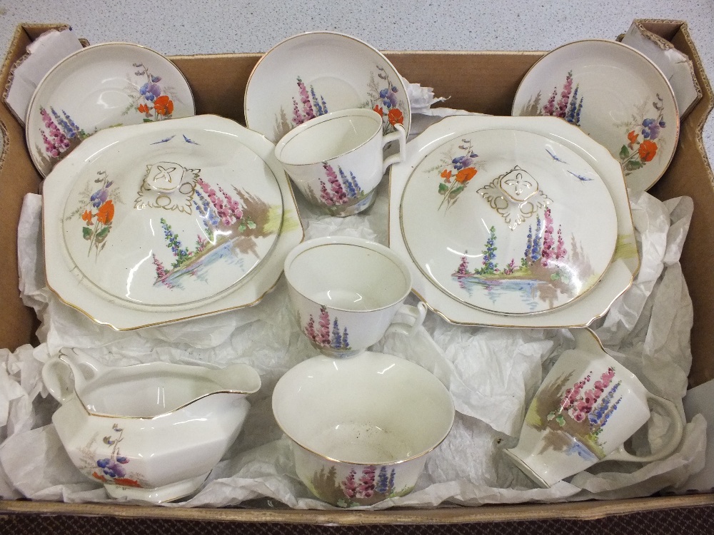 Two boxes of Hughes Longport floral china dinner/tea set - Image 2 of 2