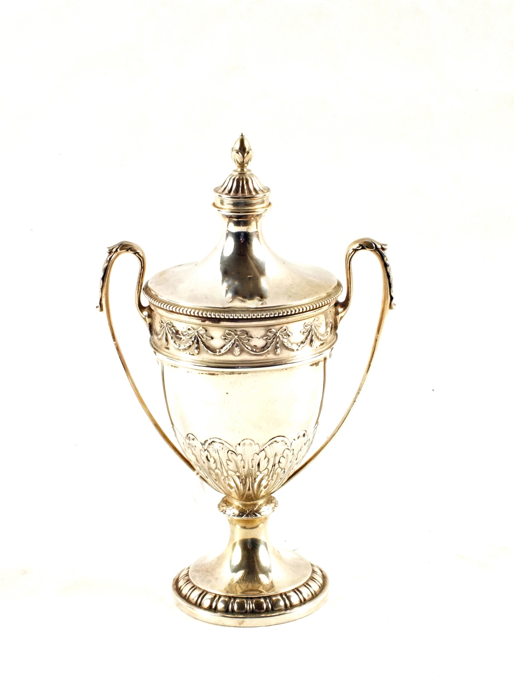 A continental Silver two handled lidded urn,