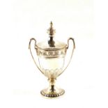 A continental Silver two handled lidded urn,