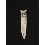 An Edwardian Silver bookmark with fox head terminal, Charles Penny Brown,