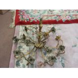 A gilt metal multi branch ceiling light,