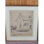 George Frost, signed pencil sketch of Ketts Farm,