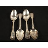 Four Silver tablespoons, fiddle, thread and shell pattern by Paul Storr,