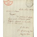 (1835ca). Interesante conjunto de dos resguardos de correspondencia cursada en Concepcin de Crdoba y