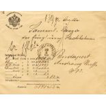 1889. Declared value from WIEN to BUDAPEST. Preprinted cover POSTWERTHZEICHEN / PREIS PR. STUCK 1