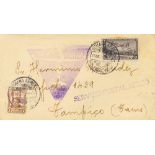 1929. 1 ctvo casta±o y 20 ctvos gris violeta. MEXICO a TAMPICO. Matasello SEMANA AEREA / MEXICO D.