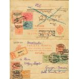 1921. 10 cts on Postal Stationery card Registered from GIJON to GLEINVITZ (UPPER SILESIA), April