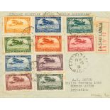 1928. Complete set (Morocco), except the 75 cts  blue (usual conservation). Registered cover from