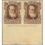 260 reis chestnut, pair, sheet margin with inscription AMERICAN BANK NOTE COMPANY, NEW YORK. VERY