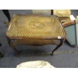 Mahogany Wicker Topped Occasional Table