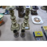 Pair of Georgian Candle Stick Holders & 2 Trench Art Candle Stick Holders