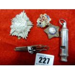 Quantity of Vintage Badges & Boy Scout Whistle