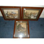 3 Edwardian Water Colours Depicting Village Scenes