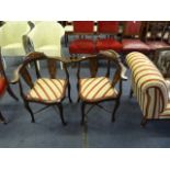 2 Edwardian inlaid Corner Chairs