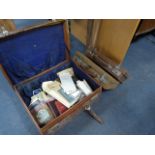 Vintage Suitcase & Contents and 2 Vintage Attache Cases