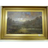 Framed Oil on Canvas Entitled Jumble Rocks on The Hodder by Arthur Knowles 1916