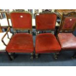 2 Victorian Oak Dining Room Chairs