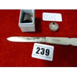 Silver Pen Knife - Thimble & Small Lock