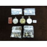 3 Pocket Watches & Various Swiss Made Movements including Rolex